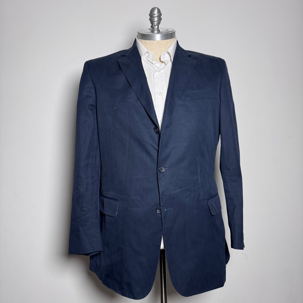Brooks Brothers Blazer Mens 46XL Navy Blue Solid Cotton 1818 Regent 3-Button
